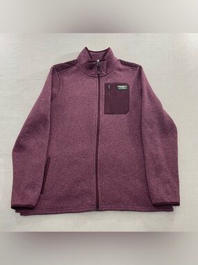 LL Bean Sweater Fleece Jacket Full-Zip Overlay Women Size L Reg Mauve Purple